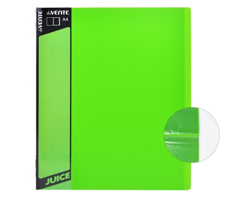 Папка с 10 вкладышами "Juicy" A4, 450 мкм, вкладыши 30 мкм, фактура "песок" внешний карман со сменной этикеткой, внутренний карман, индивидуальная маркировка, непрозрачная салатовая