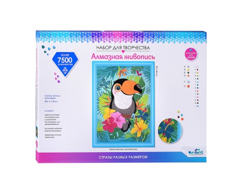 Разноразмерная мозаика на подрамнике. Тропическое настроение. 30x40 см.