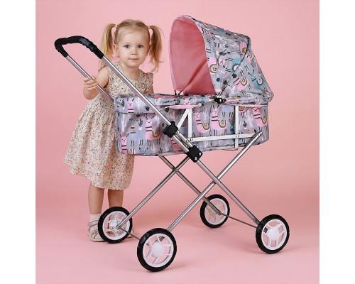 Коляская кукольная прогулочная, металлическая, складная