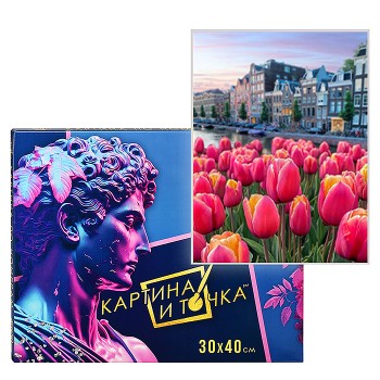 Картина по номерам 30х40 "Голандские тюльпаны" (30 цветов)