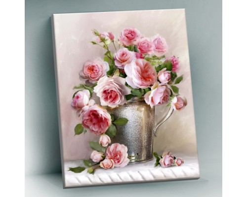 Картина по номерам 40х50 "Бузин. Утренний букет" с поталью платина (28 цветов)