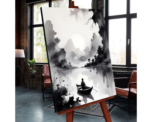 Картина по номерам 40х50 "Японский рыбак" со светящейся краской (9 цветов)