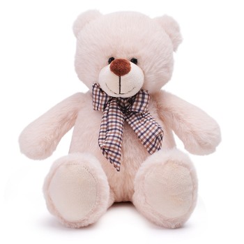 Белый мишка Эрни с бантом, 20 см