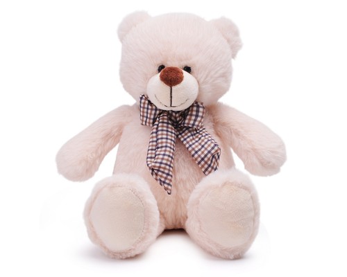 Белый мишка Эрни с бантом, 20 см