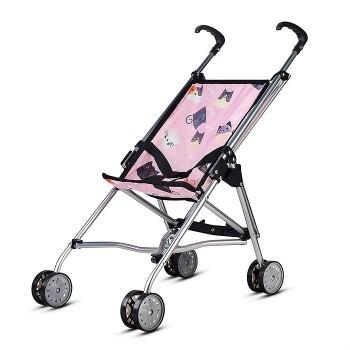 Коляская кукольная трость, металлическая, принт коты