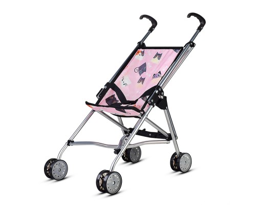 Коляская кукольная трость, металлическая, принт коты