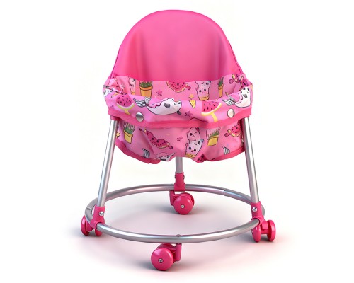 Ходунки для кукол металлические, принт розовый мир