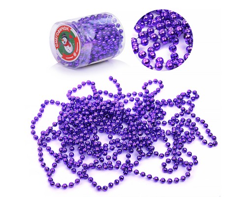 Новогоднее украшение "Бусы" 5м, сиреневые, в банке