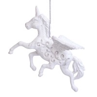 Новогоднее украшение "Белый единорог" (11см)