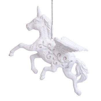 Новогоднее украшение "Белый единорог" (11см)