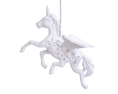 Новогоднее украшение "Белый единорог" (11см)