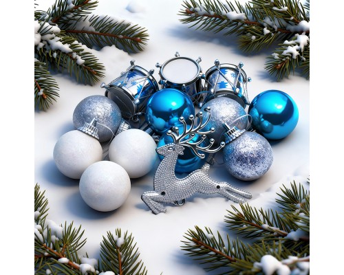 Набор новогодних украшений "Новогоднее чудо" (13 шт х 4см)