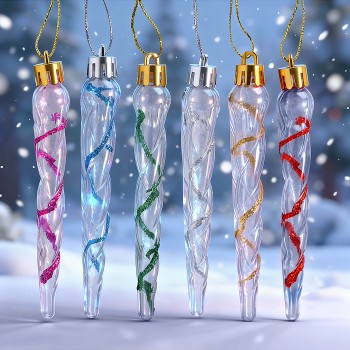 Новогоднее украшение "Сосульки" (6шт х 11см)