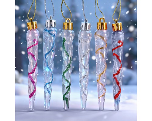 Новогоднее украшение "Сосульки" (6шт х 11см)