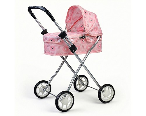 Коляская кукольная прогулочная, металлическая, складная, принт мишки