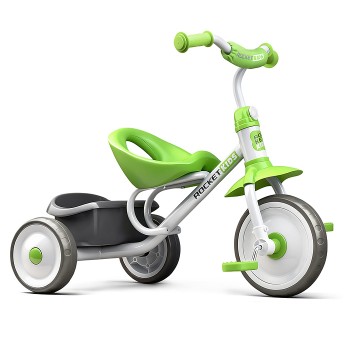 Велосипед трехколесный Rocket, колеса EVA 9"/7", цвет белый/зеленый