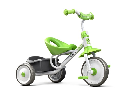 Велосипед трехколесный Rocket, колеса EVA 9"/7", цвет белый/зеленый
