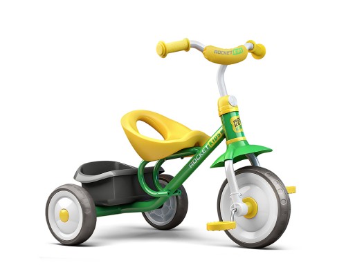 Велосипед трехколесный Rocket, колеса EVA 9"/7", цвет зеленый/желтый