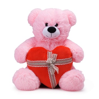 Медведь Мартин В65 розовый с сердцем
