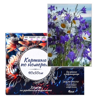 Картина по номерам 40х50 "Полевые цветы" (17 цветов)