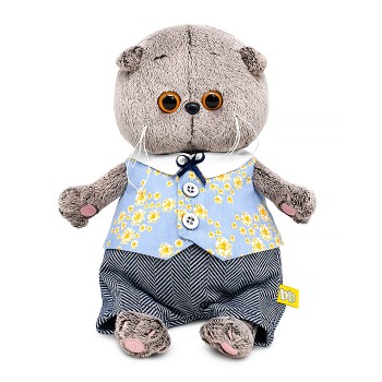 Кот Басик BABY в жилете в цветочек и брючках