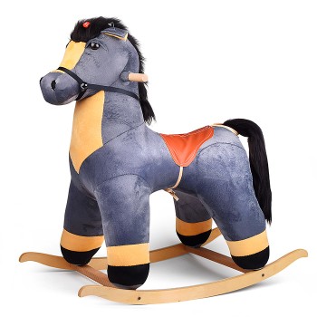 Качалка Конь Чикаго, музыкальная, цвет серый