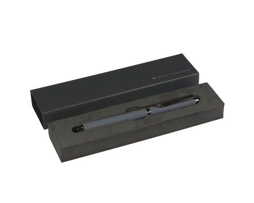 Ручка "Venezia Pragmatico" в подарочном футляре, 1,0 мм, синяя (корпус серый, футляр черный)