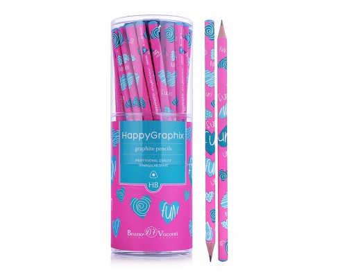 Карандаш чернографитный "HappyGraphix. Сердечки. Эмоции.Бирюза" НВ