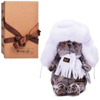 Кот Басик в белой меховой шапке