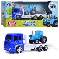 Машина металл "Синий трактор" с автоперевозчиком 7,5 см, синий
