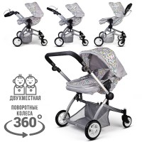 Коляская кукольная металлическая, цвет розовый