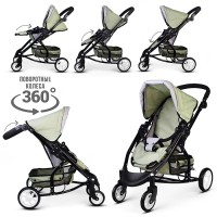 Коляская кукольная металлическая, с корзиной, цвет серо-зеленый