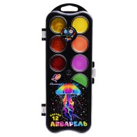 Акварель 12 цв. "Фантазия" (с блестками + пастельные) без кисти