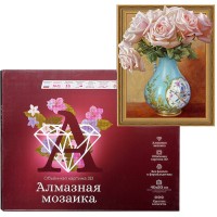 Алмазная мозаика 3D с нанесенной рамкой 40х50 "Бузин. Чайные розы" (29 цветов)