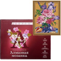 Алмазная мозаика 3D с нанесенной рамкой 40х50 "Букет с ирисами" (29 цветов)