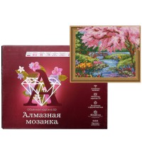 Алмазная мозаика 3D с нанесенной рамкой 40х50 "Весна в разгаре" (35 цветов)