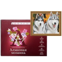 Алмазная мозаика 3D с нанесенной рамкой 40х50 "Хаски" (31 цвет)