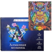Алмазная мозаика с нанесенной рамкой 40х50 "Сказочный филин" (34 цвета)