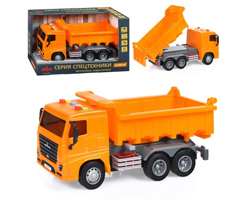 Автомобиль-самосвал "МАЗ" инерционный (со светом и звуком) (оранжевый) (в коробке)