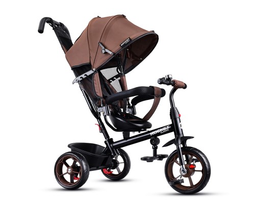 Велосипед трехколесный Rocket 136-BR, колеса EVA 10"/8", цвет коричневый