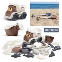 Набор для игры в песке "Морские обитатели" с мащинкой, в сетке (19 предметов)