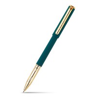 Ручка "Parliament" зеленая, фурнитура - золото 0.7 мм, масляна, синяя в подарочной упаковке,