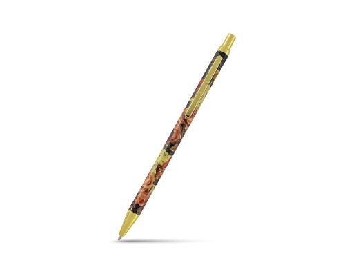 Ручка металлическая "Flora. Lush Bouquet" шариковая, 0,7 мм, синяя, в подарочной упаковке