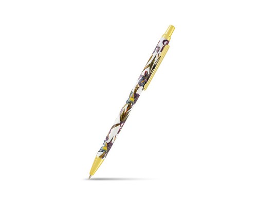 Ручка металлическая "Flora. Ирисы" шариковая, 0,7 мм, синяя, в подарочной упаковке