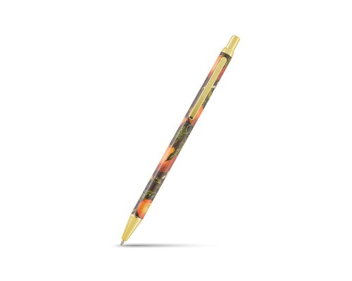 Ручка металлическая "Flora. Paradise. Oranges" шариковая, 0,7 мм, синяя, в подарочной упаковке