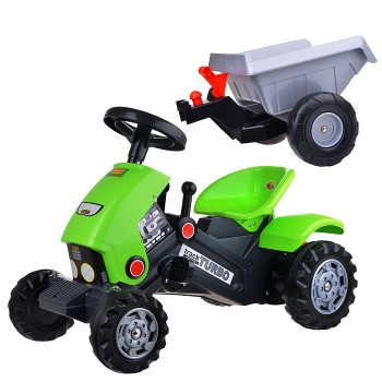 Каталка-трактор с педалями "Turbo-2" с полуприцепом
