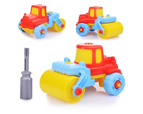 Конструктор-транспорт "Дорожный каток" (18 элементов) (в пакете)