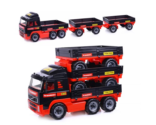 Автомобиль бортовой с двумя прицепами "MAMMOET" (в сеточке)