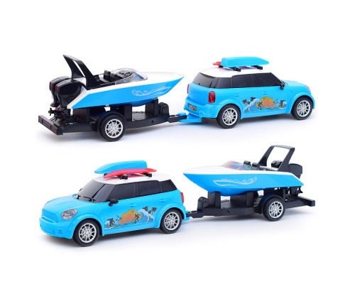 Автомобиль "Круиз" с катером на прицепе (в лотке)