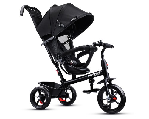 Велосипед трехколесный Rocket 136-BK, колеса EVA 10"/8", цвет черный